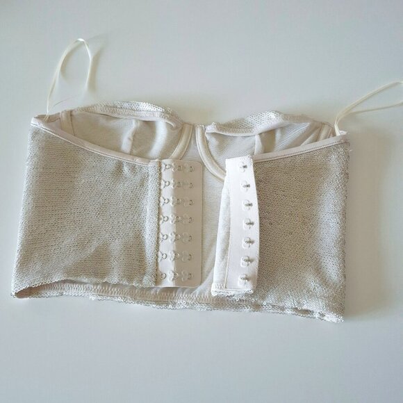 NWOT Zara champagne ecru sequin embellished corset crop top, XS, S, M, or L - Picture 16 of 16
